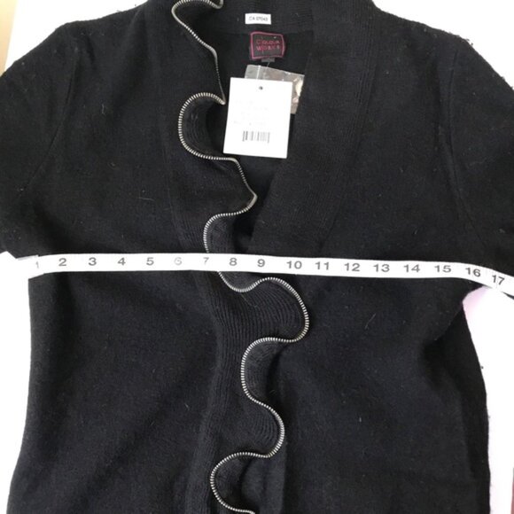 Colour Works NEW Wool Zip Ruffle Sweater Jacket Preppy Cardigan Purple Y2K Top L - Picture 10 of 13